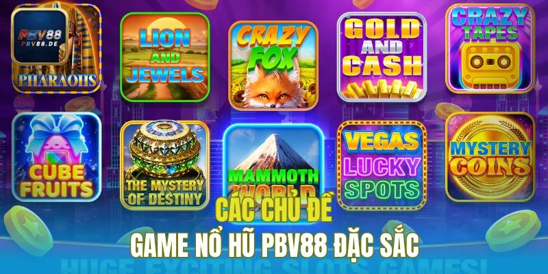 Các chủ đề game nổ hũ PBV88 đặc sắc